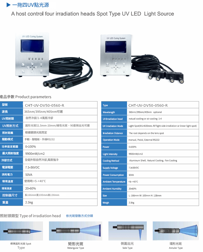 一拖四 LED UV 點光源