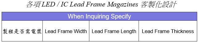 Lead Frame Magazine導線架彈匣客製規格與尺寸