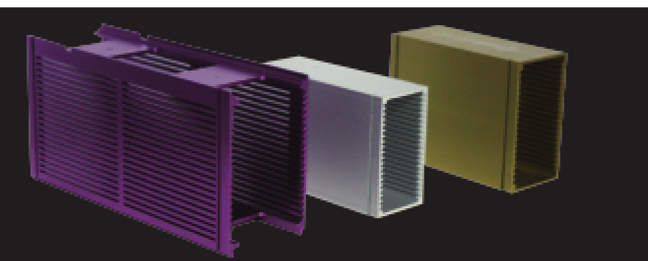 宸軒科技型錄中的紫色銀色與金色Lead Frame Magazine產品